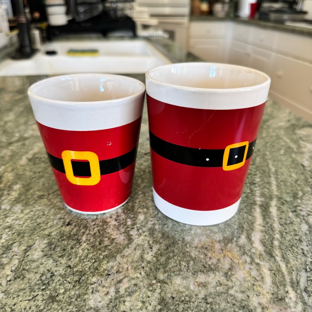 Festive Santa Belt Mugs His and Hers.
